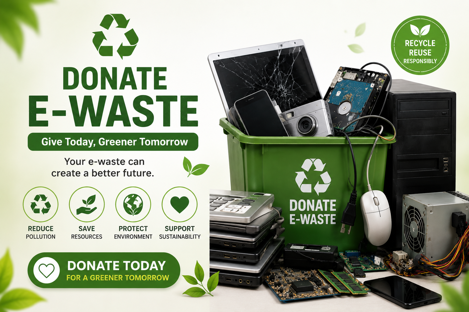 Person handing over an old laptop for e-waste donation