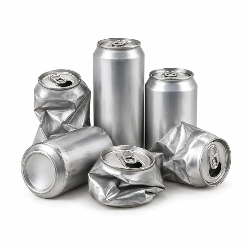 Aluminium Cans arranged safely for scrap, reuse or recycling pickup evaluation
