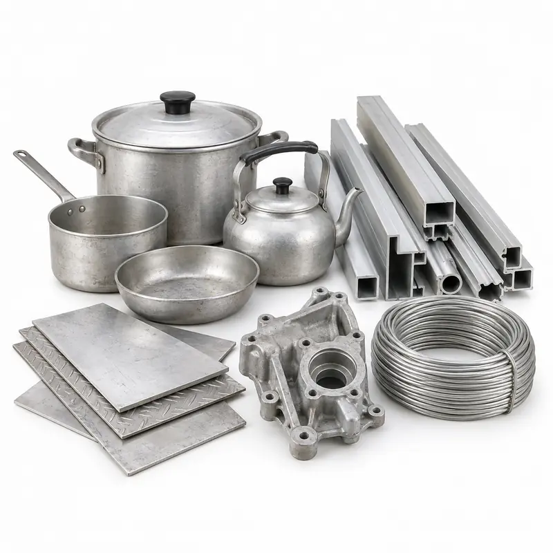Mixed Aluminium arranged safely for scrap, reuse or recycling pickup evaluation