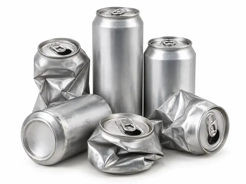 Aluminium Cans sorted and prepared for aluminium scrap pickup evaluation