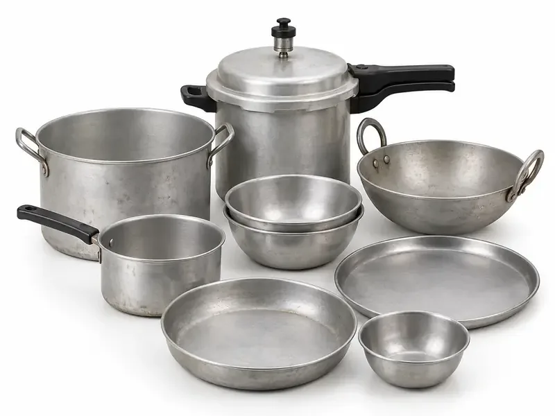 Aluminium Utensils sorted and prepared for aluminium scrap pickup evaluation