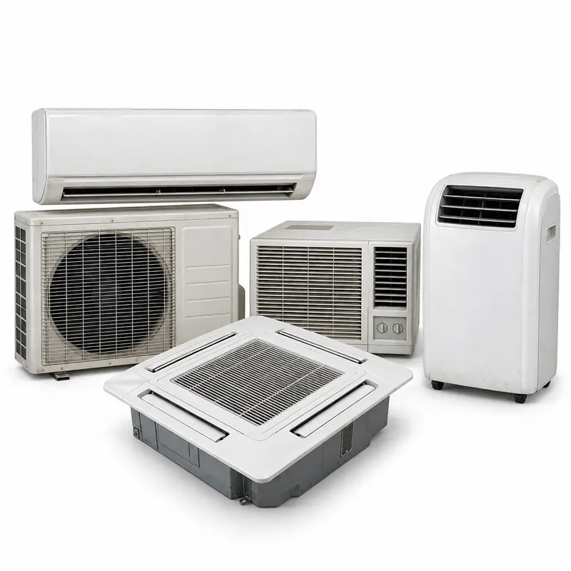 Air Conditioners sorted and prepared for appliance scrap pickup evaluation