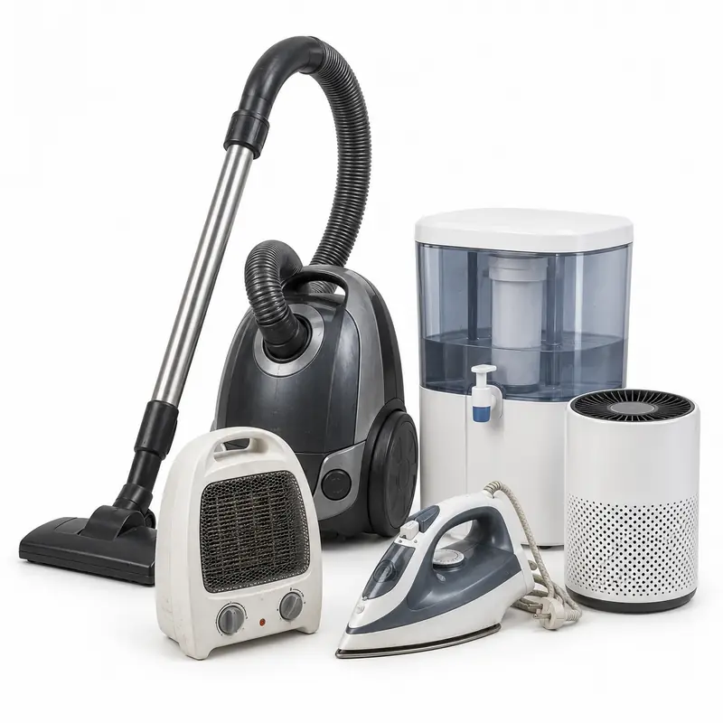 Household Appliances sorted and prepared for appliance scrap pickup evaluation