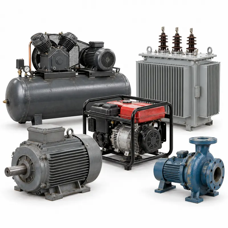 Commercial and Industrial Equipment sorted and prepared for appliance scrap pickup evaluation