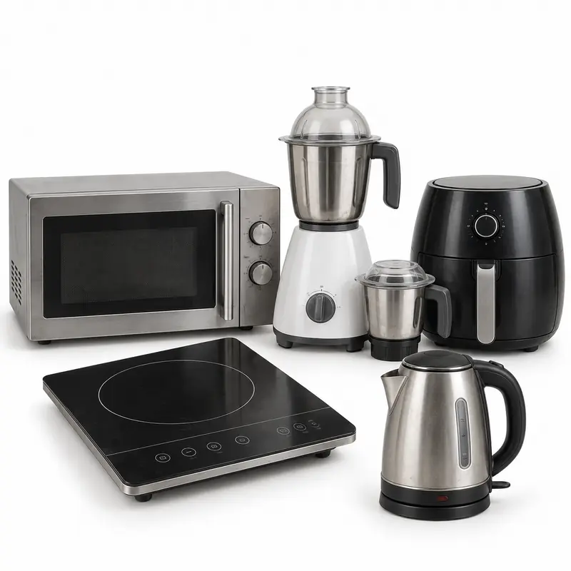 Kitchen Appliances sorted and prepared for appliance scrap pickup evaluation