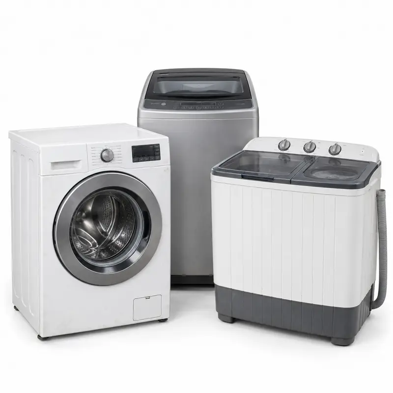 Laundry Appliances sorted and prepared for appliance scrap pickup evaluation