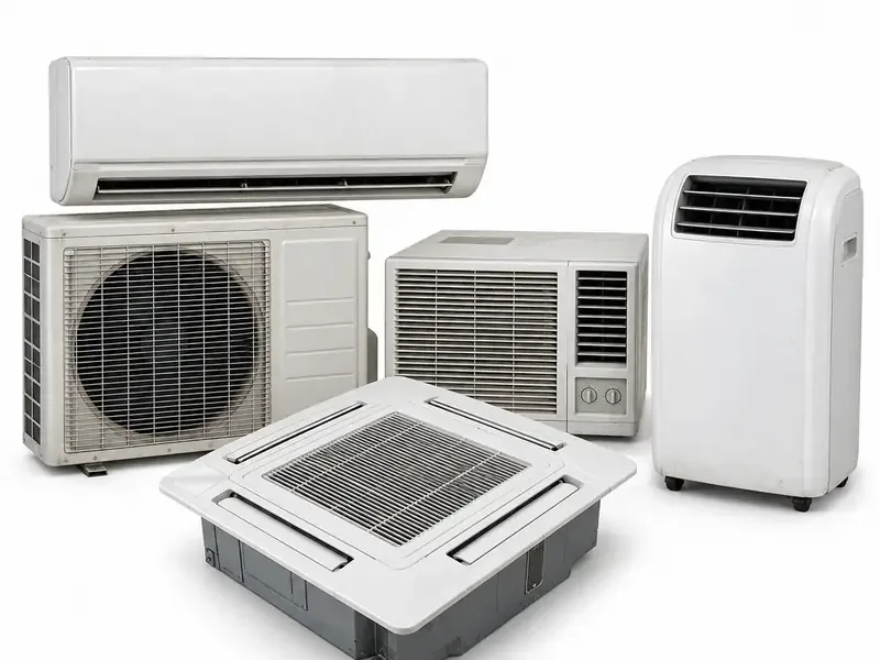 Air Conditioners sorted and prepared for appliance scrap pickup evaluation