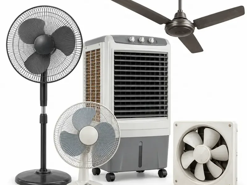 Coolers, Fans and Ventilation sorted and prepared for appliance scrap pickup evaluation