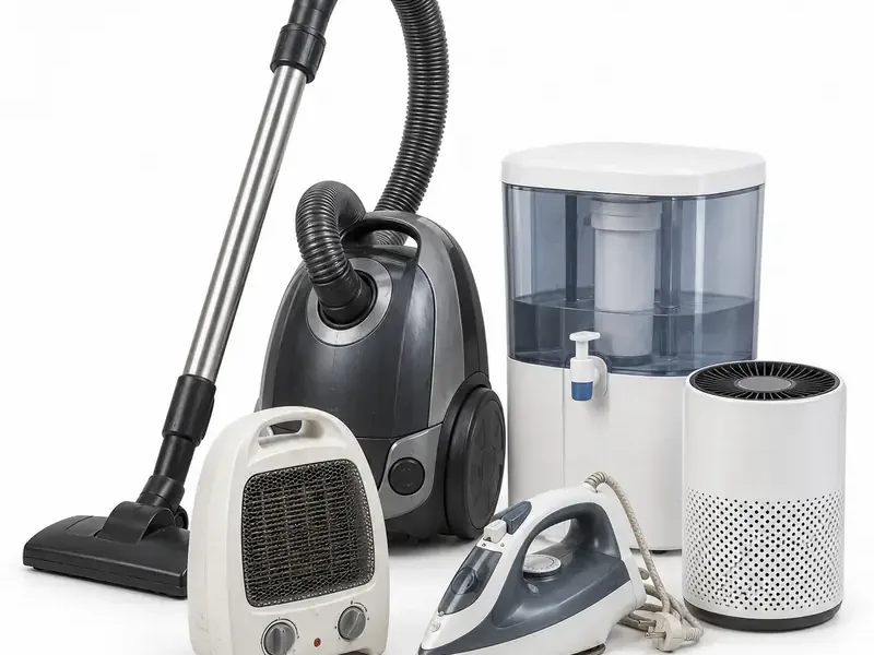 Household Appliances sorted and prepared for appliance scrap pickup evaluation
