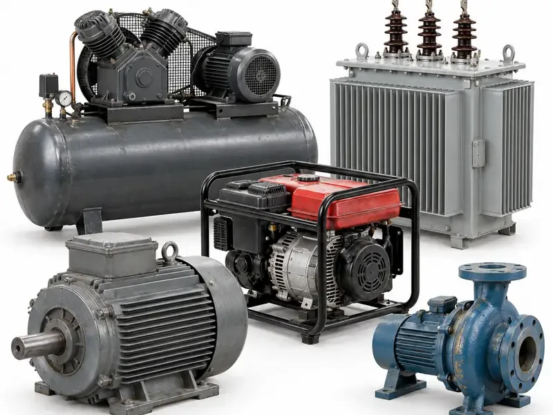 Commercial and Industrial Equipment sorted and prepared for appliance scrap pickup evaluation