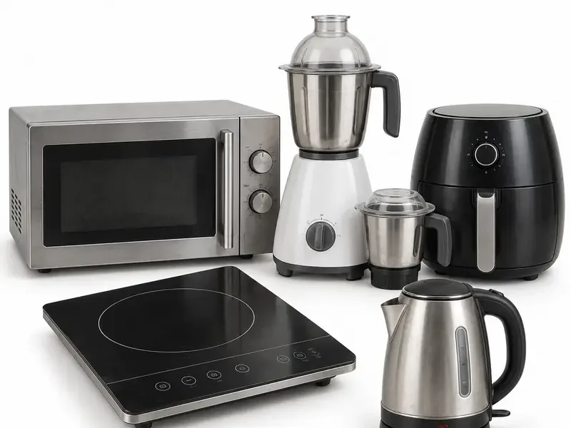Kitchen Appliances sorted and prepared for appliance scrap pickup evaluation