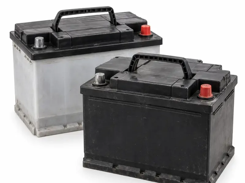 Car Batteries sorted and prepared for battery scrap pickup evaluation