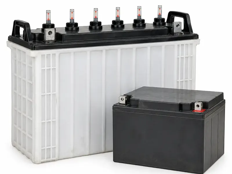 Inverter Batteries sorted and prepared for battery scrap pickup evaluation