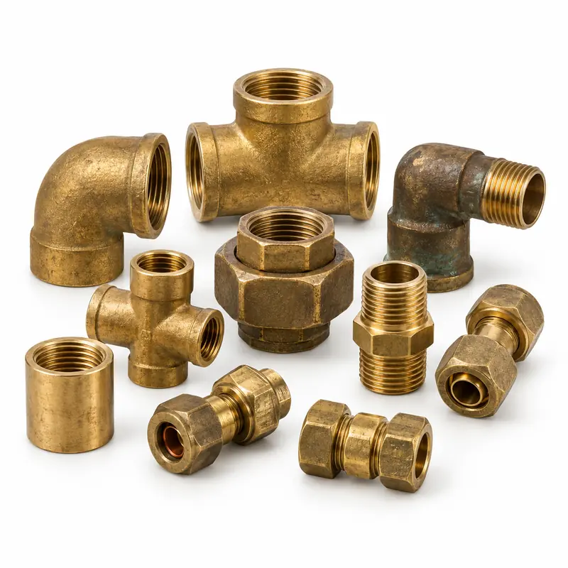 Brass Fittings arranged safely for scrap, reuse or recycling pickup evaluation