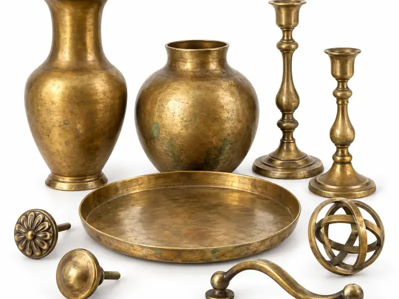 Brass Decorative Items sorted and prepared for brass scrap pickup evaluation