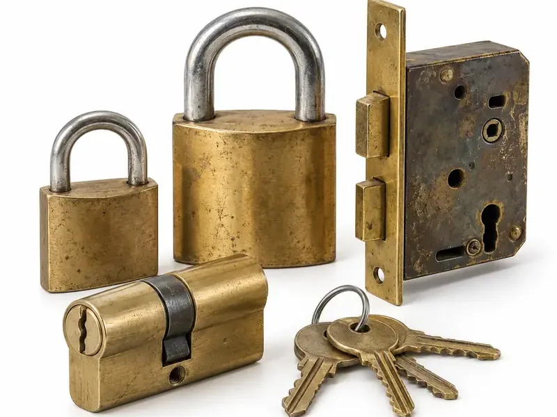 Brass Locks and Keys sorted and prepared for brass scrap pickup evaluation