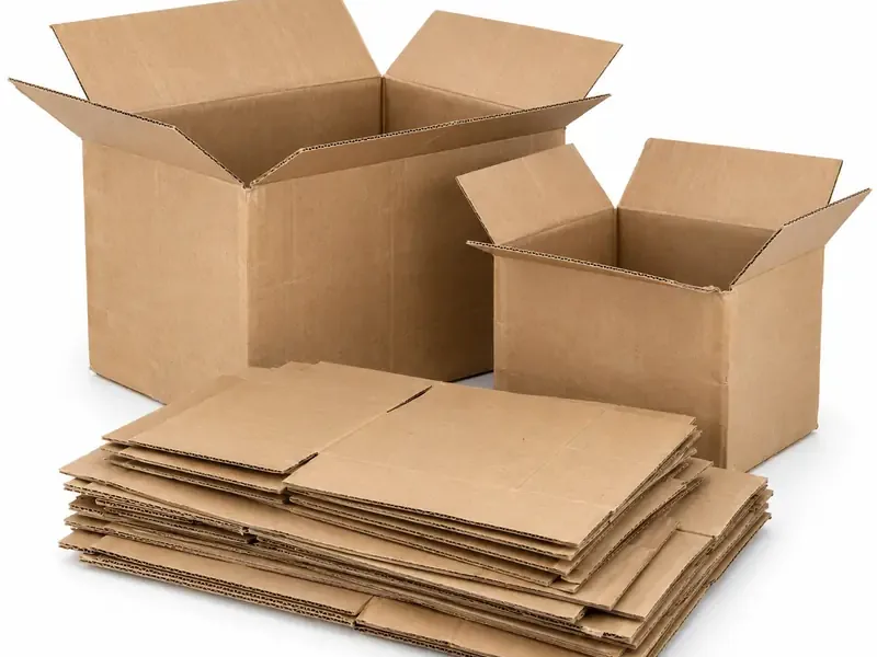 Carton Boxes sorted and prepared for cardboard scrap pickup evaluation
