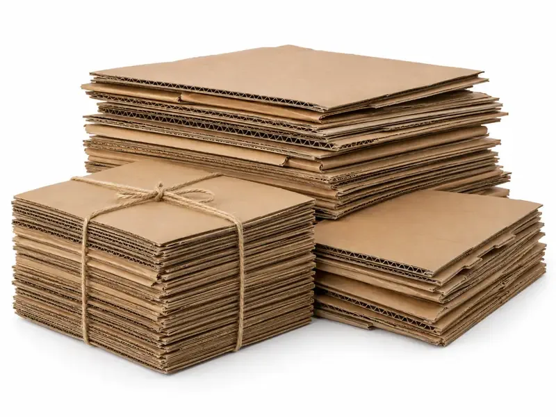 Corrugated Cardboard sorted and prepared for cardboard scrap pickup evaluation