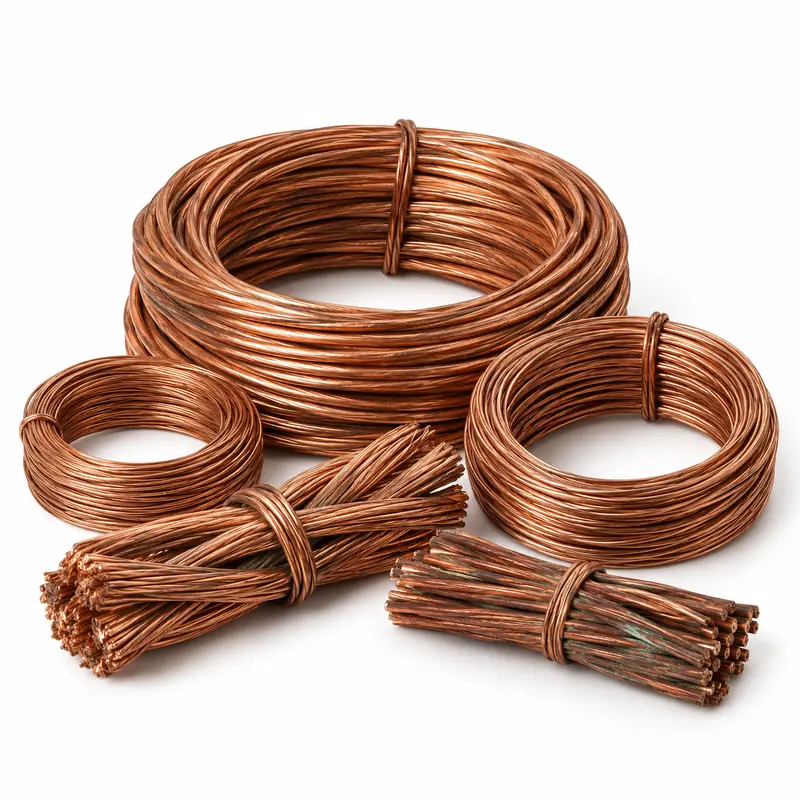 Bare Copper Wire arranged safely for scrap, reuse or recycling pickup evaluation