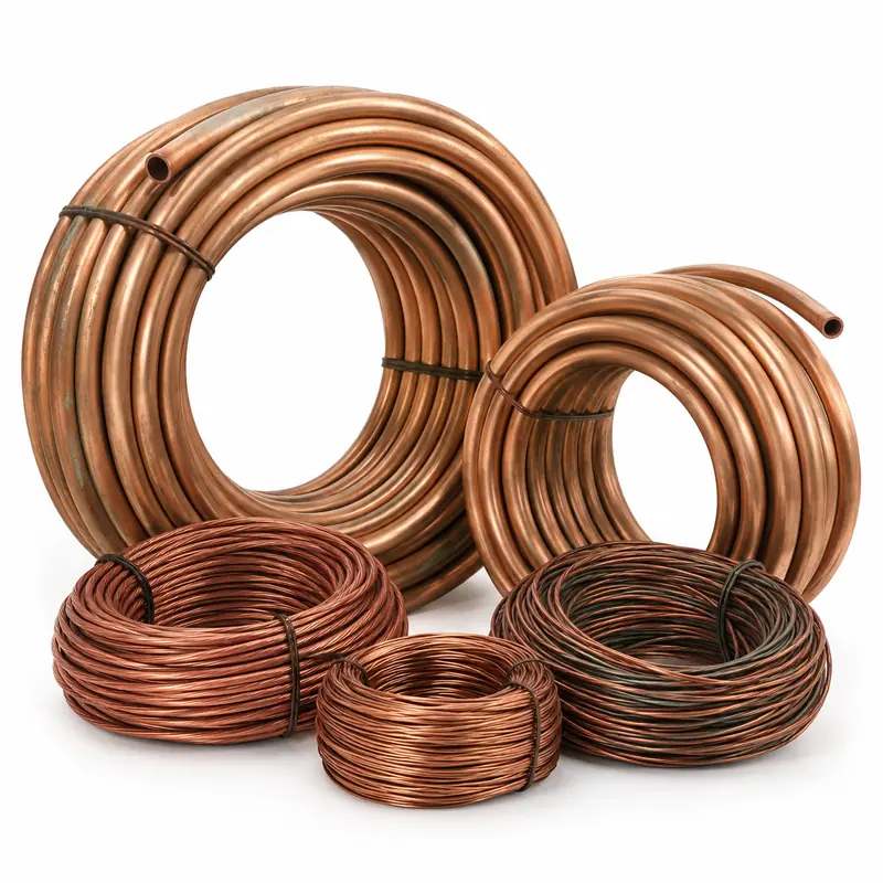 Copper Coils arranged safely for scrap, reuse or recycling pickup evaluation