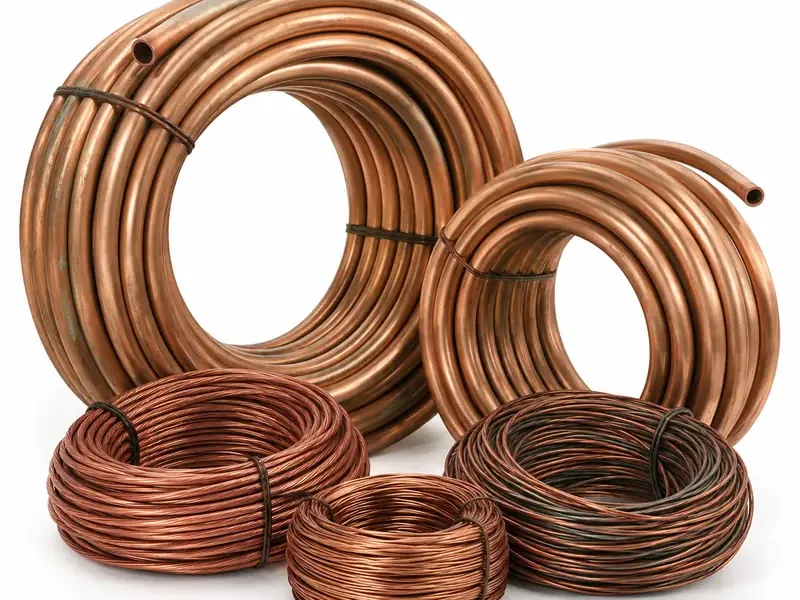 Copper Coils sorted and prepared for copper scrap pickup evaluation