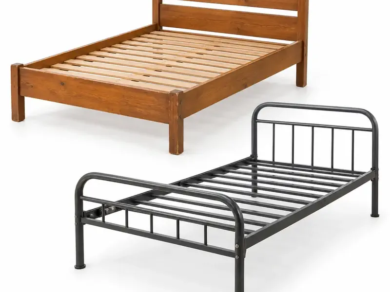 Beds sorted and prepared for furniture scrap pickup evaluation
