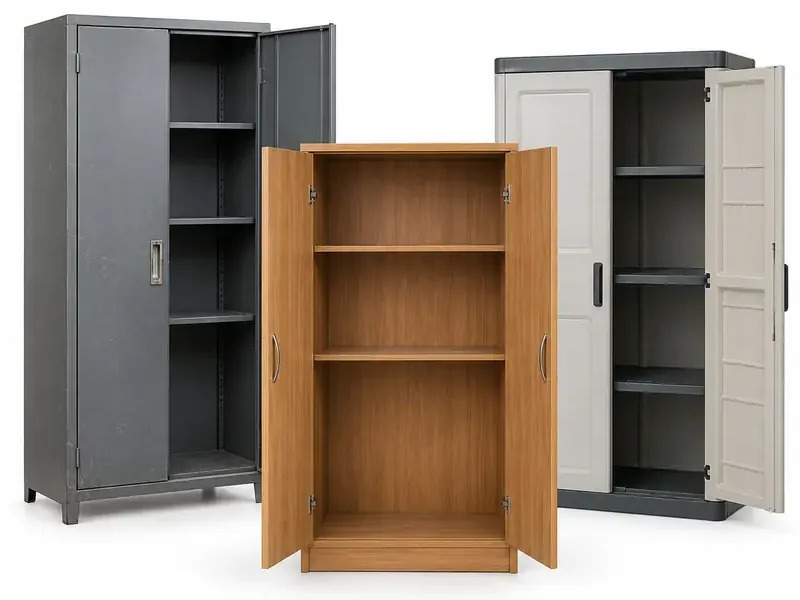 Cupboards sorted and prepared for furniture scrap pickup evaluation