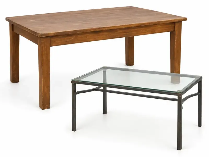 Dining Tables sorted and prepared for furniture scrap pickup evaluation