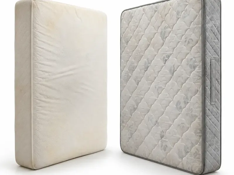 Mattresses sorted and prepared for furniture scrap pickup evaluation