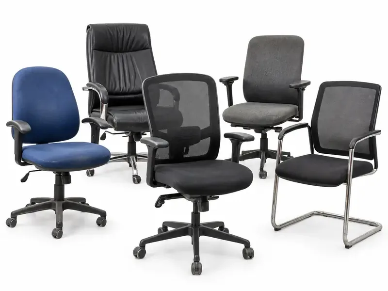 Office Chairs sorted and prepared for furniture scrap pickup evaluation