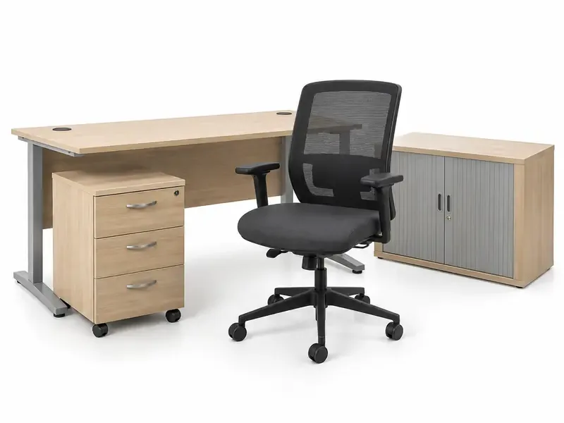 Office Furniture Sets sorted and prepared for furniture scrap pickup evaluation