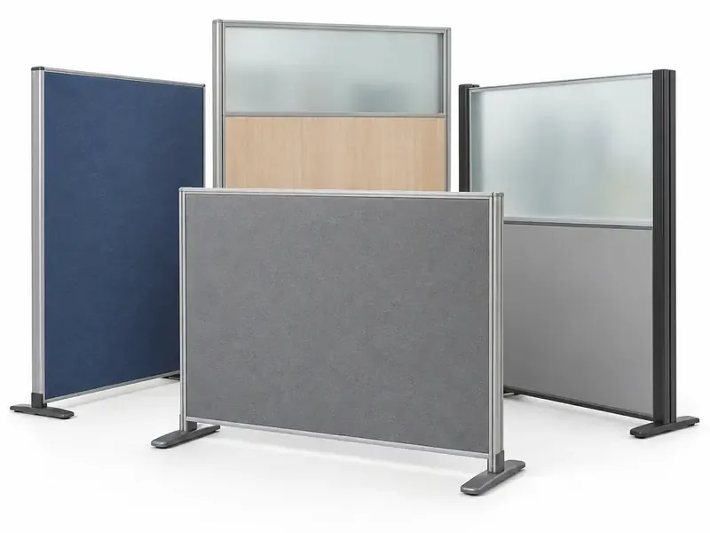 Office Partitions sorted and prepared for furniture scrap pickup evaluation