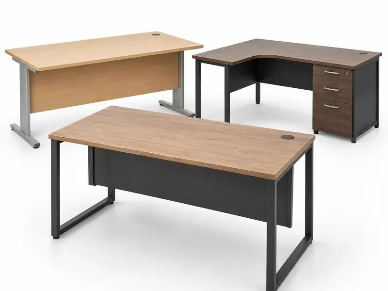 Office Tables sorted and prepared for furniture scrap pickup evaluation