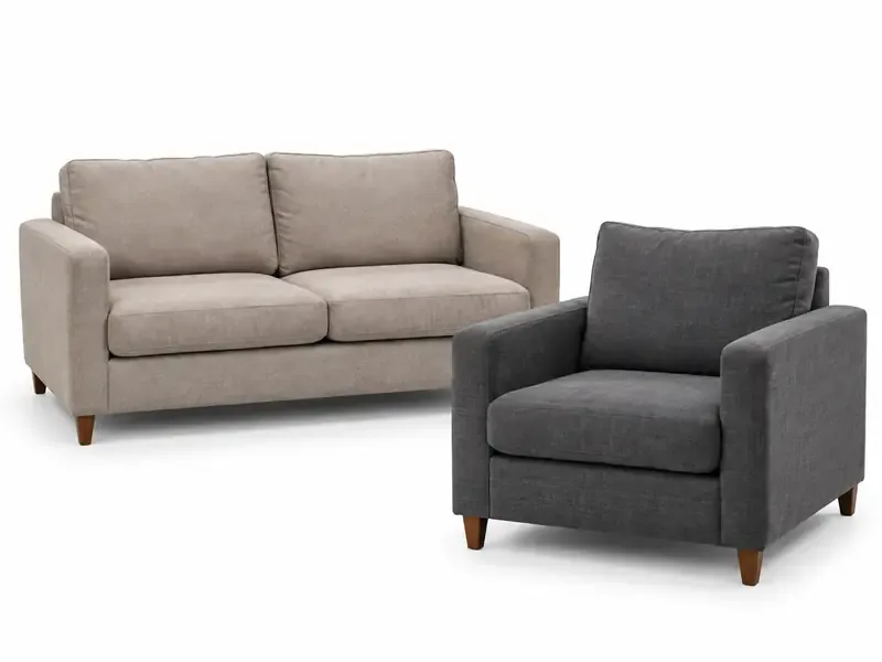 Sofas sorted and prepared for furniture scrap pickup evaluation