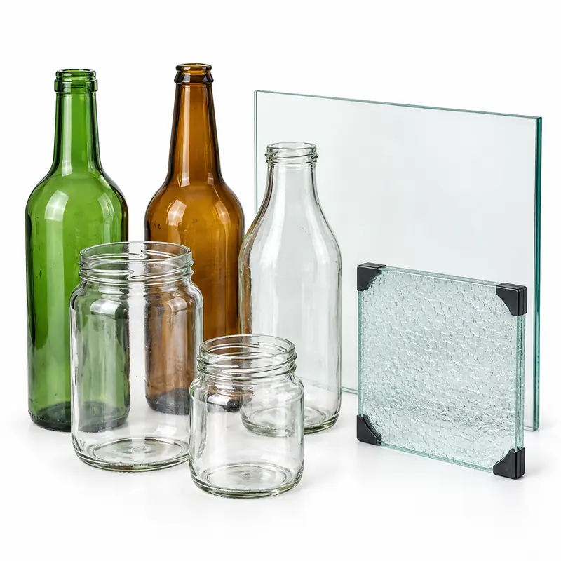Glass Bottles arranged safely for scrap, reuse or recycling pickup evaluation