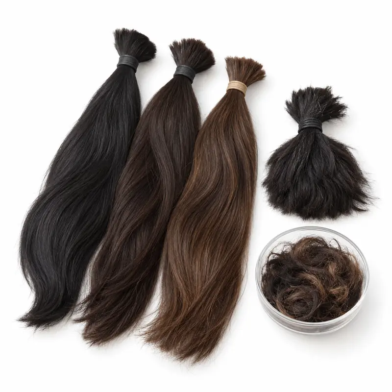 Sorted Hair Bundles arranged safely for scrap, reuse or recycling pickup evaluation