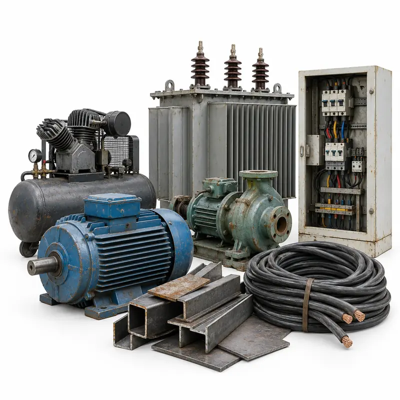 Electrical Panels arranged safely for scrap, reuse or recycling pickup evaluation