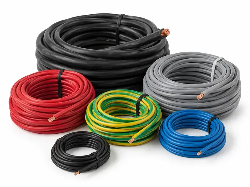 Industrial Cables sorted and prepared for industrial and machinery scrap pickup evaluation