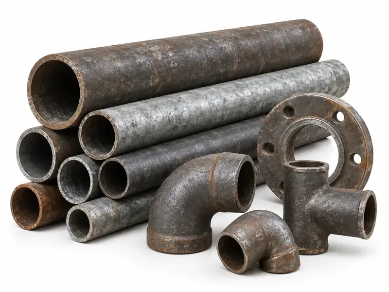 Iron Pipes sorted and prepared for iron scrap pickup evaluation