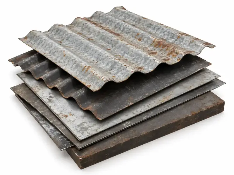 Iron Sheets sorted and prepared for iron scrap pickup evaluation
