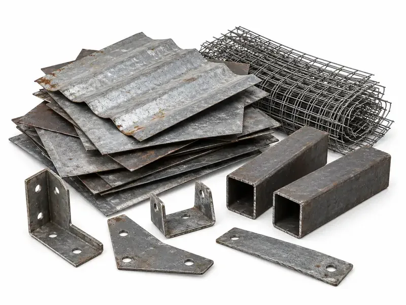 Light Iron sorted and prepared for iron scrap pickup evaluation