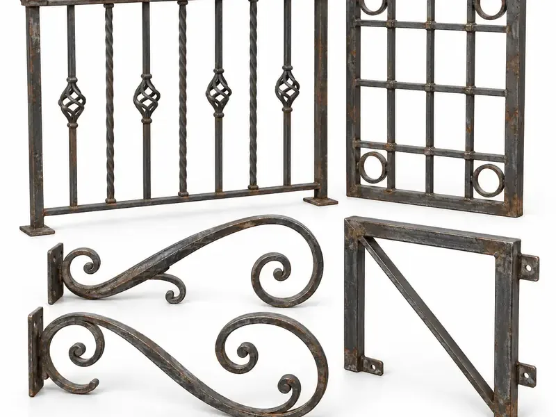 Wrought Iron sorted and prepared for iron scrap pickup evaluation