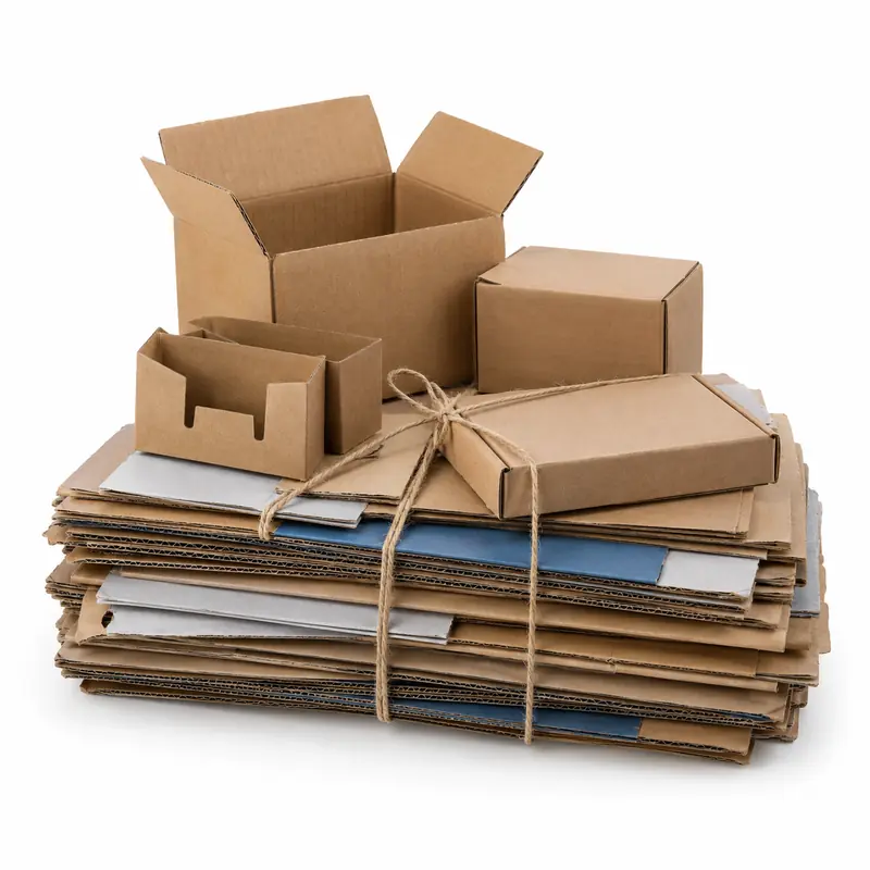 Cardboard Packaging arranged safely for scrap, reuse or recycling pickup evaluation