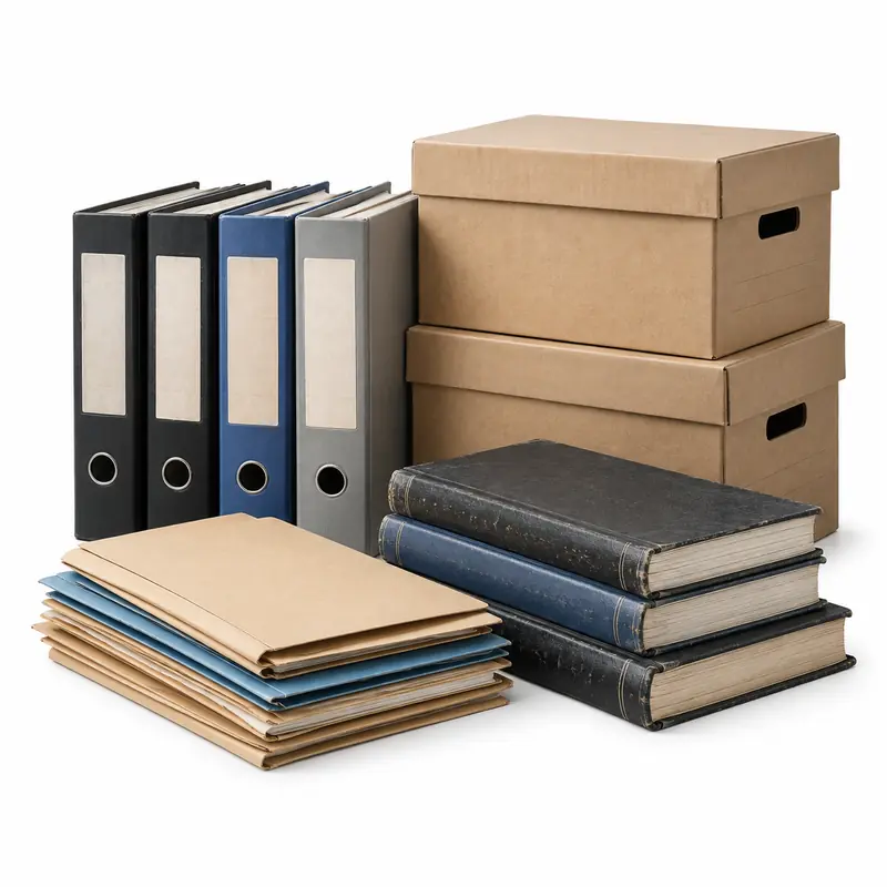 Files and Business Records arranged safely for scrap, reuse or recycling pickup evaluation