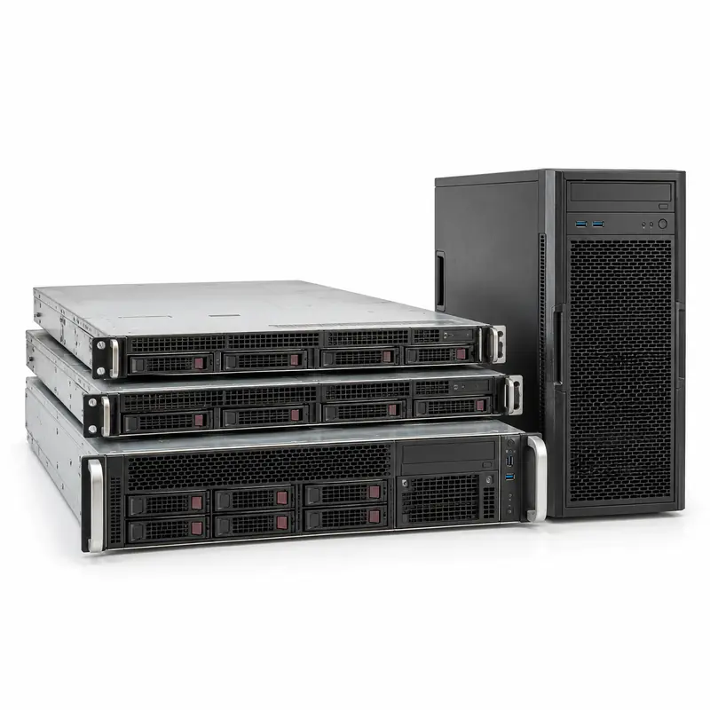 Servers and Storage Equipment arranged safely for scrap, reuse or recycling pickup evaluation