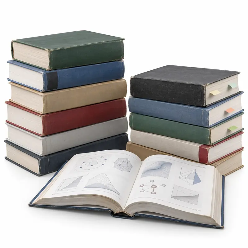 Used school and college textbooks with blank covers prepared for pickup evaluation