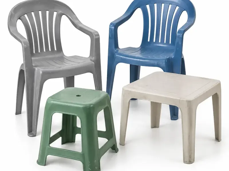 Plastic Furniture sorted and prepared for plastic scrap pickup evaluation