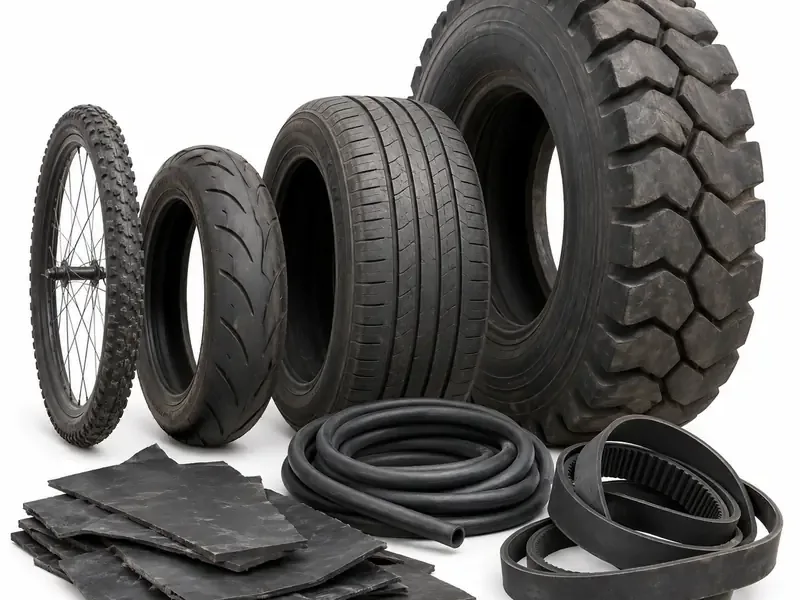 Bicycle Tyres sorted and prepared for rubber and tyre scrap pickup evaluation