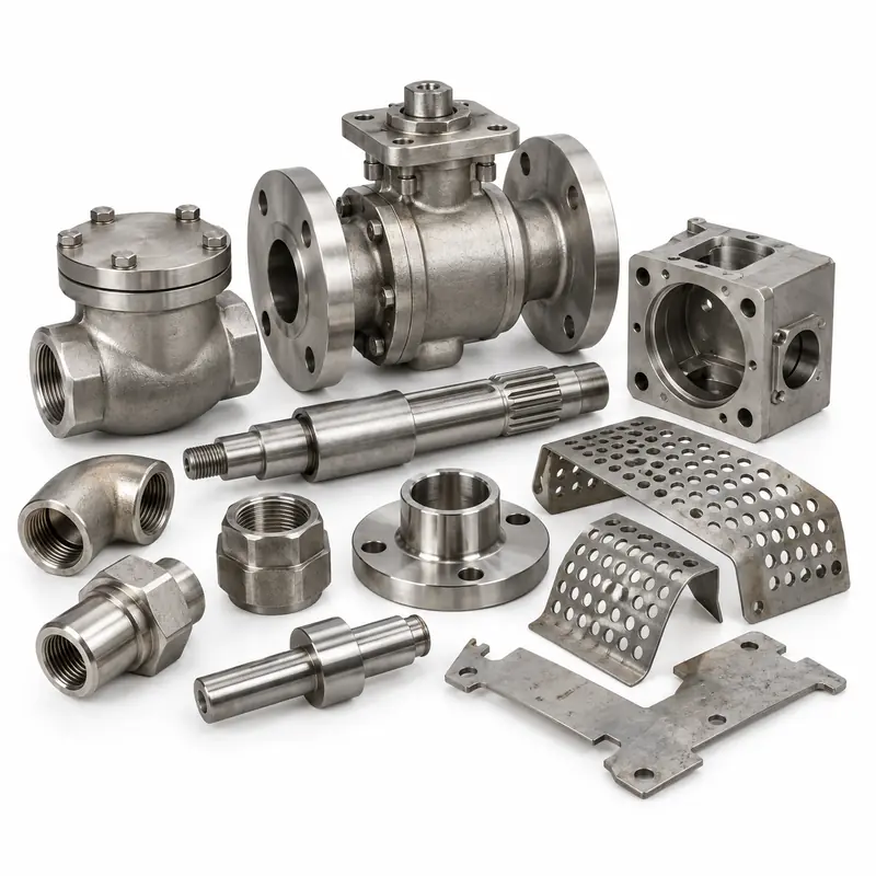 Stainless-Steel Industrial Parts arranged safely for scrap, reuse or recycling pickup evaluation