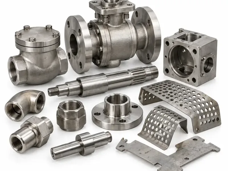 Stainless-Steel Industrial Parts sorted and prepared for stainless steel scrap pickup evaluation